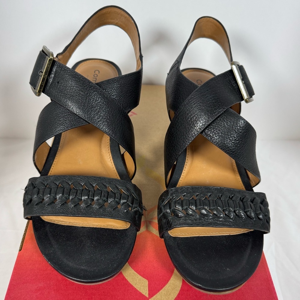 Comfortiva Simone Black Leather Strappy Sandals 10M